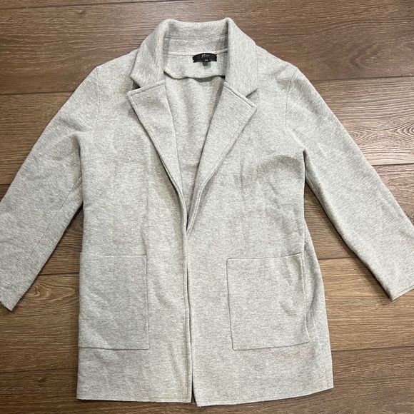 J. Crew Gray Merino Wool Sophie Open Front Sweater Blazer Cardigan XS - Picture 2 of 13